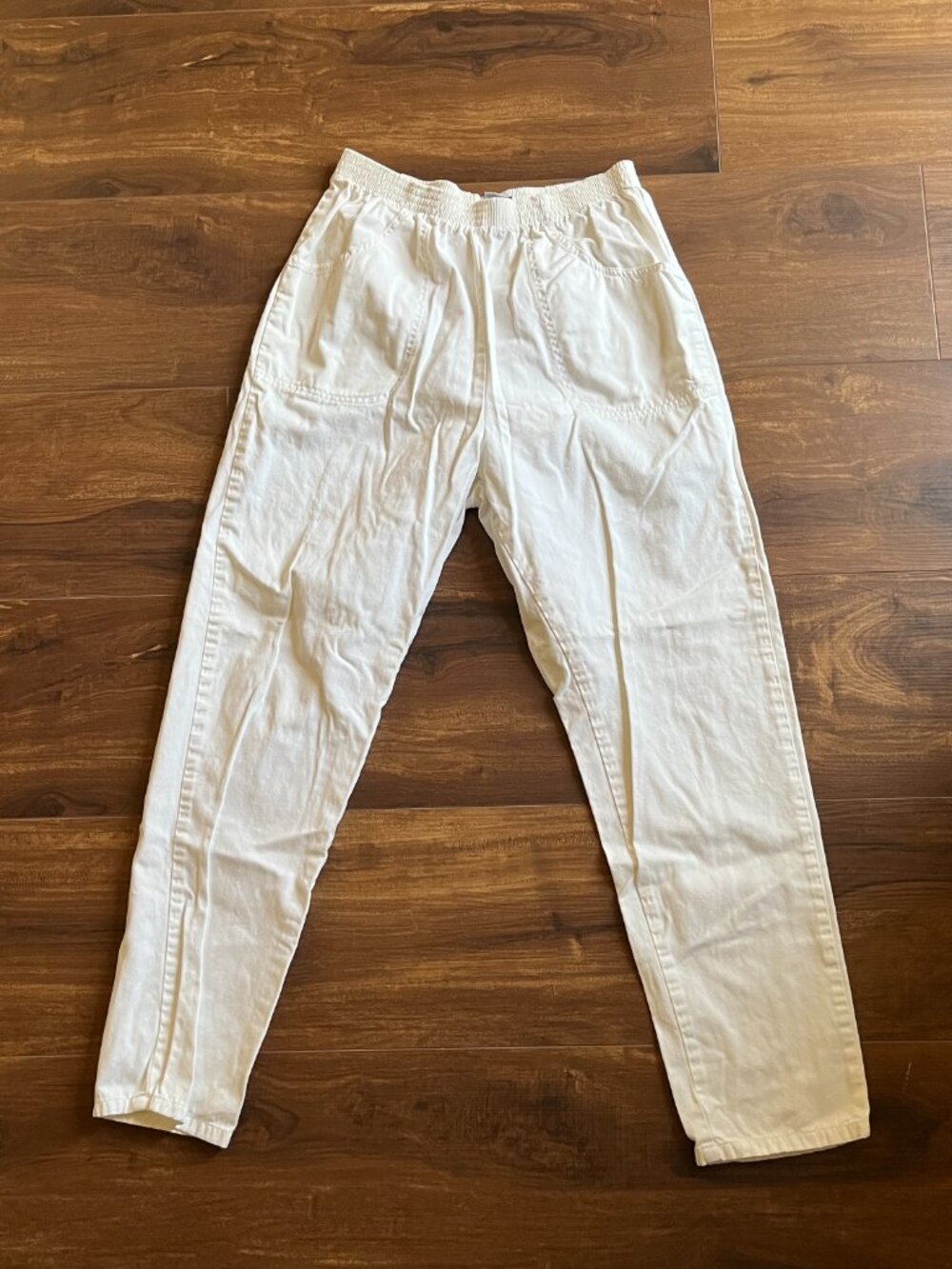 Cascade Blues White Cotton Pull On Pants Coastal Cottage Prairie vintage western